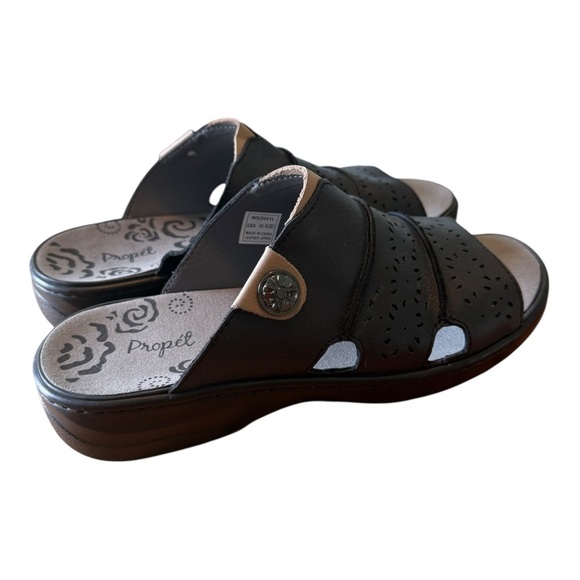 NWOB Propet Gertie CutOuts Slide Womens Size 10X(2E) Black Sandals WSO041LBLK - Picture 6 of 10